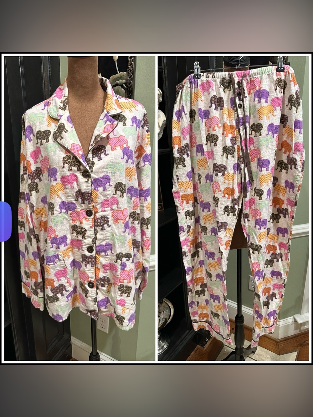 P.J. Salvage Elephant‑Print Pajama Pants – Size XL